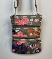 LeSportSac Le sport Sac Blissful Tropical floral Crossbody 3 Zip Bag Purse