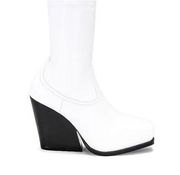 Stella McCartney white Cowboy stretch ankle BLOCK HEEL BOOTS   size 38/US8