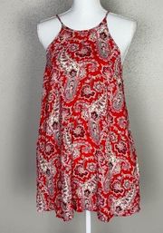 American Eagle  Bright Red Paisley Dress