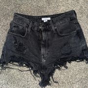 Black Distressed Denim Shorts