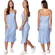 Spiritual Gangster Womens Aquarius Zebra Print Midi Slip Dress Size XL Blue NWT