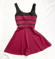 Burgundy & Red Fit & Flare Skater Dress Size Small