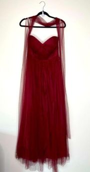Jenny Yoo Annabelle Black Cherry Red Gown Dress 8