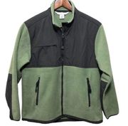 Tri Mountain Gray & Green Full Zip Fleece Jacket | Medium