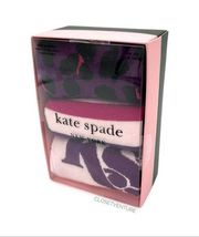 Kate Spade  Crew Pink Purple Animal Print Solid 3 Pairs Crew Socks Gift Box