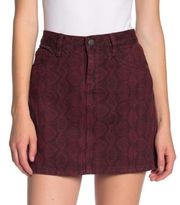 Blank NYC Skirt Womens 27 Purple Red Snake Python Snake Denim Mini A Line Cotton