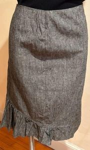 Dalia Collections Gray Midi Skirt Zipper In The Back.Ruffle Edge On Bottom SZ 10