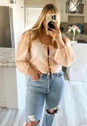 Levi's Women's Pink Blouse bow tie Casual Top