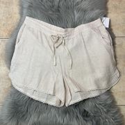 NWT Caslon Nordstrom Linen Drawstring Shorts Lace Hem sz 1X