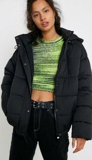 Urban Outfitters Black Snap Front Zipper Pocket Puffer Jacket L