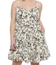 Hot Topic Mini Dress Plus Sz 3X Skater Tier Sleeveless Ivory Black Butterfly Y2K