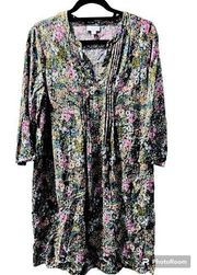 J. Jill Floral 3/4 Length Sleeve Spring Dress Women’s Medium Tall