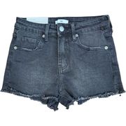 NWT BP. Womens Size 24 Black Mid-Rise Distressed Denim Shorts Raw Hem