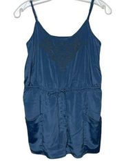 Ecote Shorts Romper With Pockets Blue