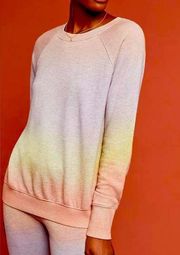 Sundry Colorful Dip Dyed Ombre Pullover Crewneck Sweatshirt