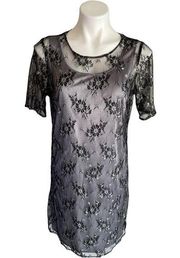Lace Overlay Dress Black/Silver Sz 8