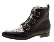 Jimmy Choo Black and Snake Embossed Leather Marlin Boots