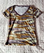 Fitz & Eddie Camoflauge V-Neck Top Size XS