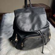 Forever 21 Black Faux Leather Drawstring Backpack