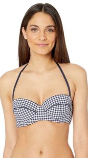 NWT  navy gingham bikini top underwire