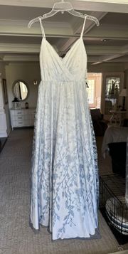 Dress - White with Blue Overlay