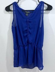 Isabella Rodriguez royal blue button front chiffon top size small