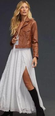 NEW Anthropologie x Tiny Claire Chocolate Faux Leather Jacket