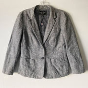 Lucky Brand Women's Dark Blue Chambray Linen Blend Suit Blazer SZ 4