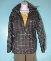 Helly Hansen Zera Gray Plaid Hooded Rain Jacket Womens Size S Perfect Condition