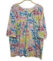Woman Within patterned crewneck multicolor 3/4 sleeve top