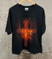 The Vintage Shop Motley Crue Vintage Y2K Double Sided Sin Cross Signature T-Shirt Cropped XL