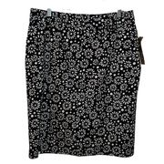 Notations Women Floral Daisy Black White Straight A Line Skirt Size Large New