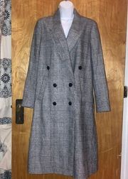 Black & White Plaid Wool Nili Lotan X Target Double Breasted Over Coat Size M