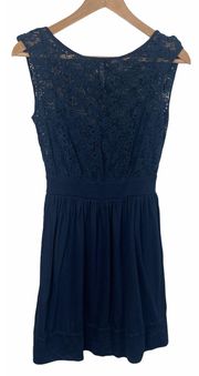 Embroidered Lace Navy Dress