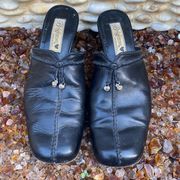 Brighton Black Ginger Slip-in Mule. Leather with Tassels. Size 7.5N. VGUC