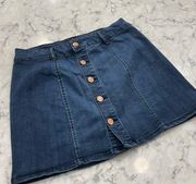 Celebrity Pink Button Front Denim Mini Skirt Size 7