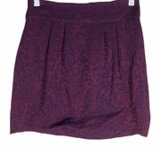 Silence and Noise Size 4 Skirt Mini Purple Metallic Floral Mini Back Zip 907