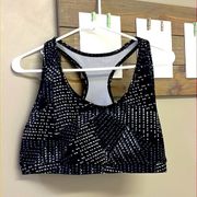 GapFit Black and Gray Abstract Polka Dot Pullover Sports Bra- Extra Large