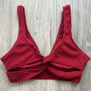 NWOT Gilly Hicks Red Soft Waffle Knit Plunge Scoop Neck Cut Out Bralette XS