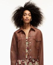 Wilfred Free Gaze Vegan Leather Jacket Epicurean Brown Size Large Aritzia NEW