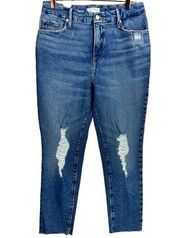 Good American The Weekender Distressed High Rise Straight Leg Jean 0/25