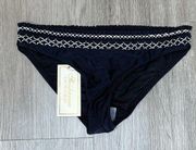 Shoshanna Swimwear Women's Black/White Smocked Waistband Bikini Bottoms sz P