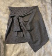 Boutique Grey Plaid Wrap Skirt