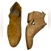 Eileen Fisher Brown Tan Cluster Crisscross Leather Boots Booties Sz 6 Cut Out