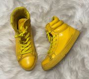 Fashion Sneakers Yellow High Tops Size 6