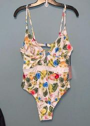 Juicy Couture Tutti Fruity Fruit and Floral Print One Piece Bathing Suit Large