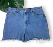 Missguided Riot High Waisted Mom Jean Shorts