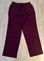 NEW Linen Blend Taper Leg Comfy Beach Pants L 30” inseam