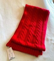 NWT Lands’ End 100% cashmere cable knit red oblong scarf