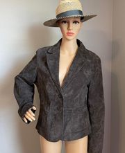 Dorothy Perkins Real Suede Brown Button Down Blazer Jacket US 14 UK 16 Euro 44